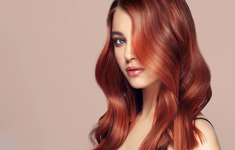 Woman with copper colored hair